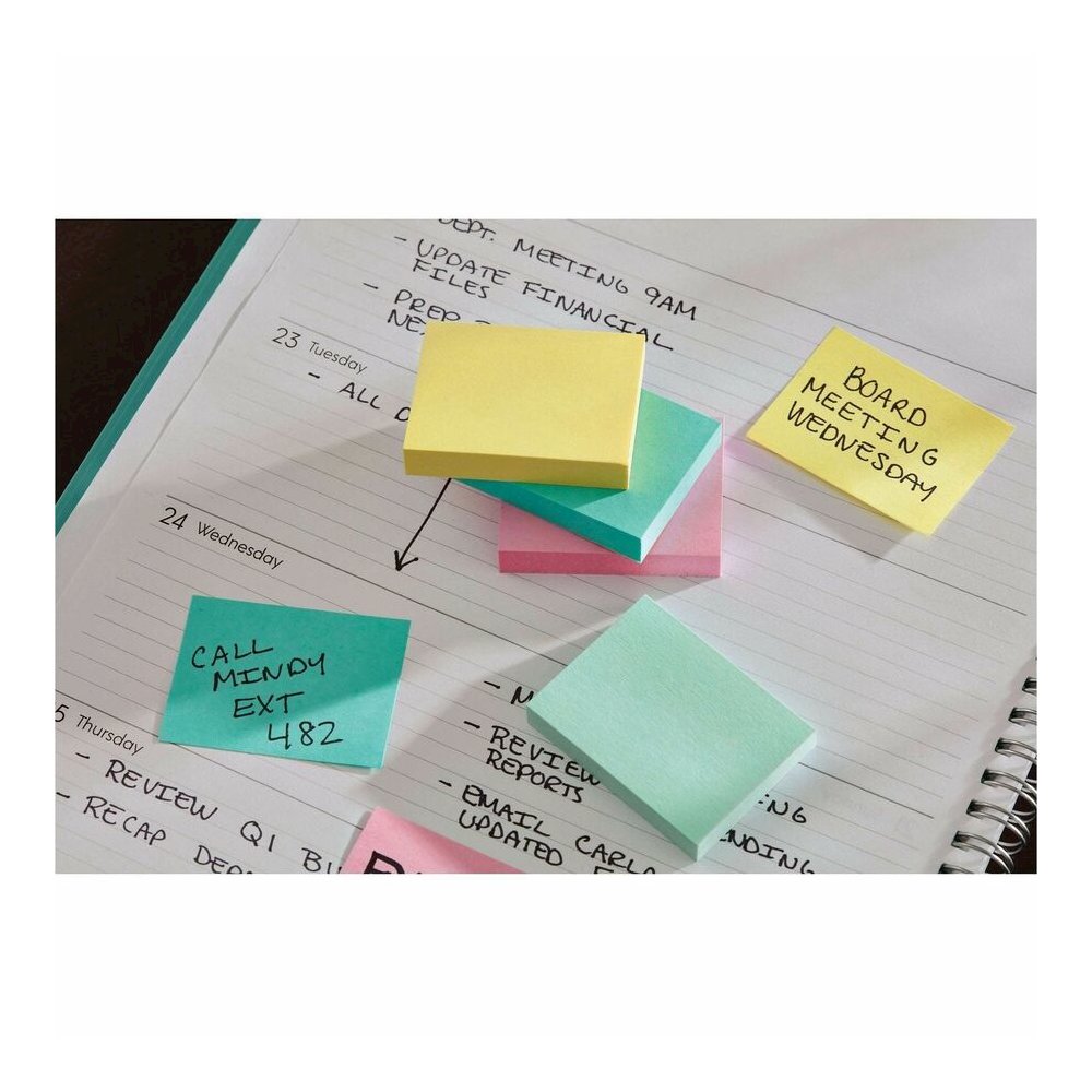 Post-it&reg; Notes - Beachside Caf&eacute; Color Collection - 1200 - 1 3/8" Flag/Note Width x 1 7/8" Flag/Note Length - Rectangle - 100 Sheets per Pad - Unruled - Fresh Mint, Aqua Splash, Sunnyside, P. Picture 3