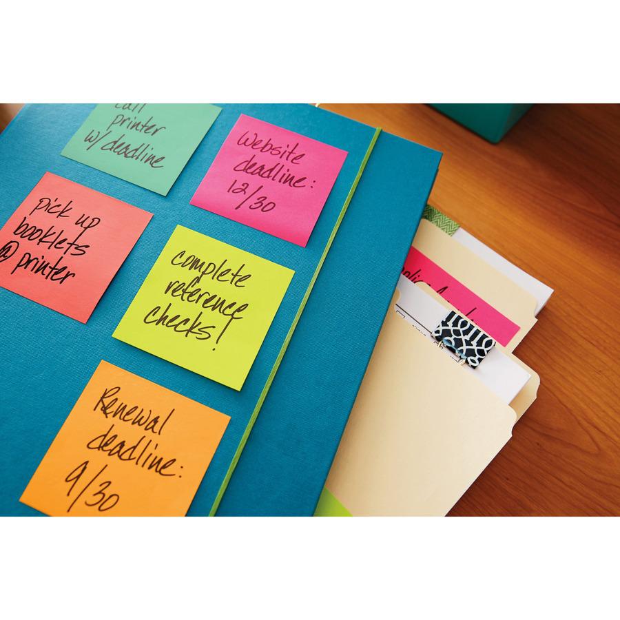 Post-it&reg; Notes - Poptimistic Color Collection - 500 - 3" Flag/Note Width x 3" Flag/Note Length - Square - 100 Sheets per Pad - Unruled - Power Pink, Acid Lime, Aqua Splash, Vital Orange, Guava - P. Picture 4