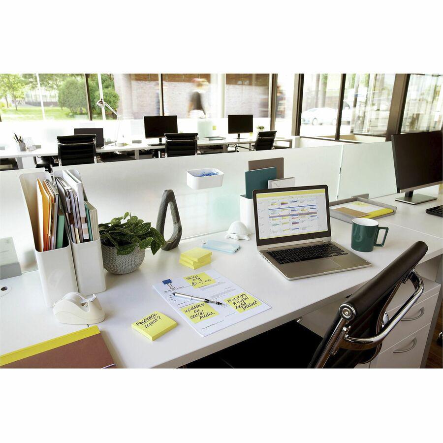 Post-it&reg; Greener Notes - 1200 - 3" Flag/Note Width x 3" Flag/Note Length - Square - 100 Sheets per Pad - Unruled - Canary Yellow - Paper - Self-adhesive, Repositionable - Recycled - 1 Pack. Picture 5