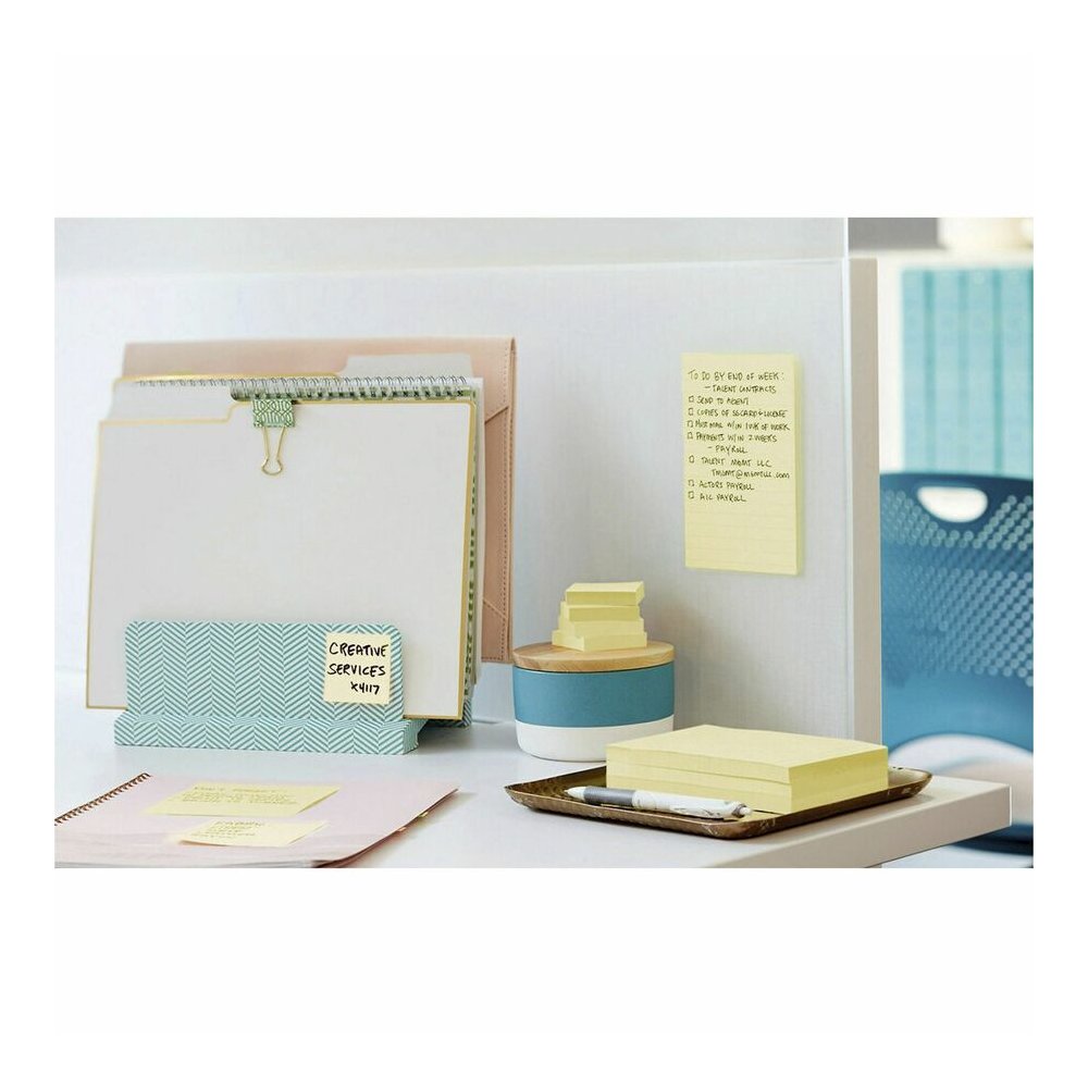 Post-it&reg; Notes Original Notepads - 3" Flag/Note Width x 5" Flag/Note Length - Rectangle - 100 Sheets per Pad - Unruled - Canary Yellow - Paper - Self-adhesive, Repositionable - No - 12 / Pack. Picture 4