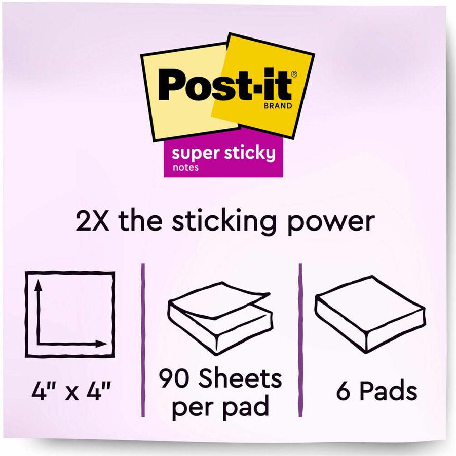 Post-it&reg; Super Sticky Lined Notes - 540 - 4" x 4" - Square - 90 Sheets per Pad - Ruled - Canary Yellow - Paper - Self-adhesive - 6 / Pack. Picture 5