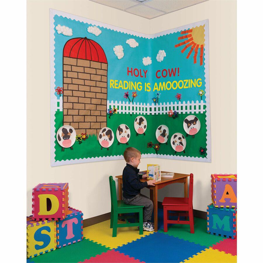 Fadeless Bulletin Board Art Paper - ClassRoom Project, Home Project, Office Project - 48"Width x 50 ftLength - 1 / Roll - Azure Blue. Picture 3