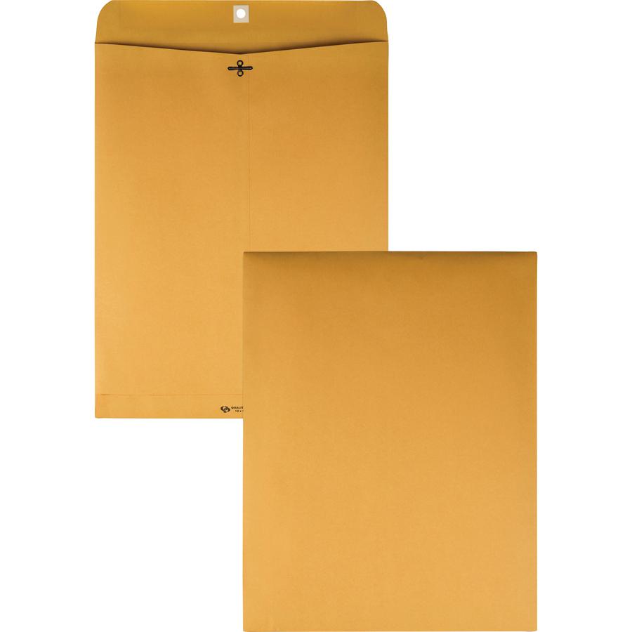 Quality Park 12 x 15-1/2 Clasp Envelope with Deeply Gummed Flaps - Clasp - #110 - 12" Width x 15 1/2" Length - 28 lb - Gummed - Kraft - Kraft - 100 / Box. Picture 7