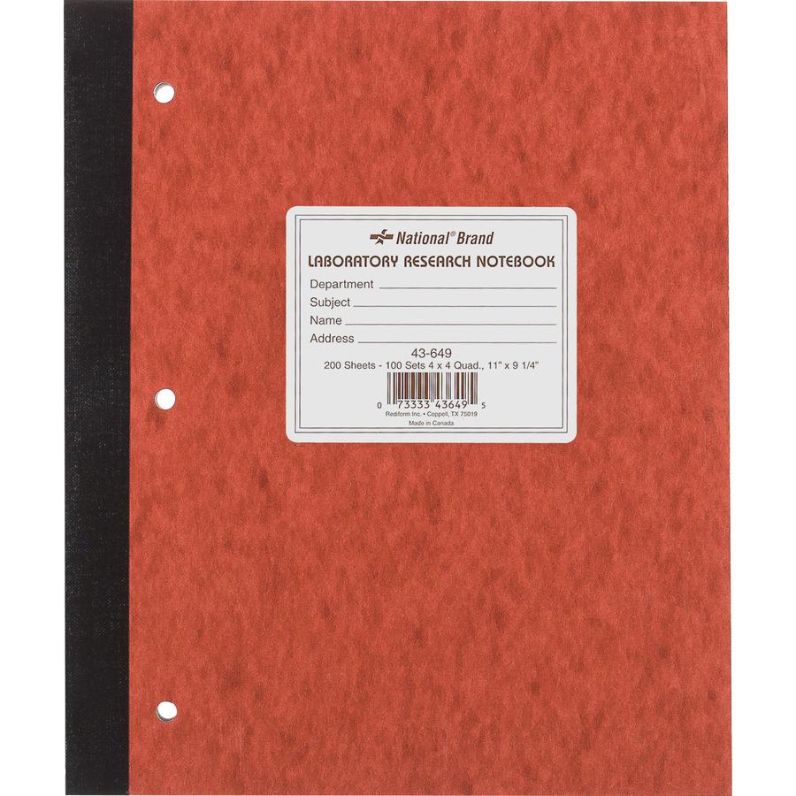 Rediform Laboratory Research Notebook - 200 Sheets - Sewn - 9 1/4" x 11" Sheet Size - Brown Paper - Brown Pressboard Cover - Micro Perforated, Numbered, Perforated, Punched - 1 Each. Picture 5