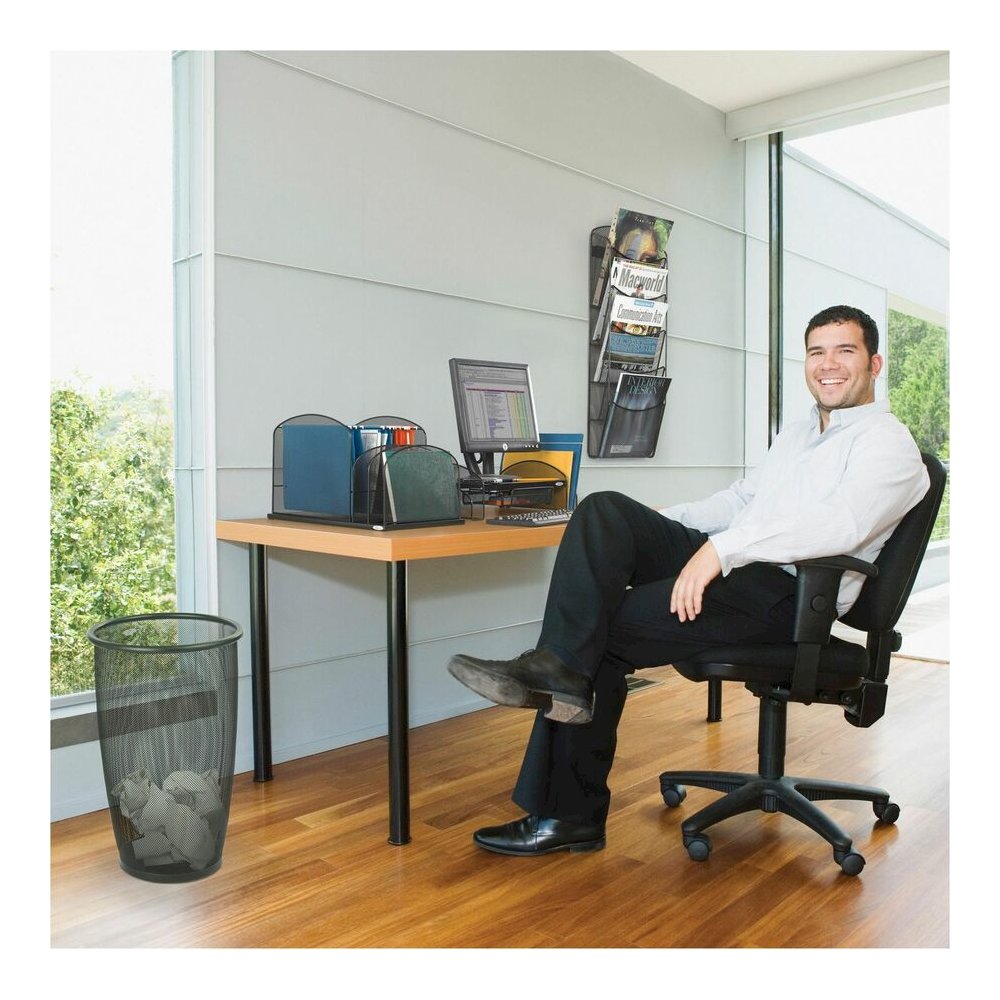 Safco Onyx 2 Upright Sections Hanging File - 11.25" Height x 19.37" Width x 11.37" Depth - Desktop - Black - Steel - 1 Each. Picture 2