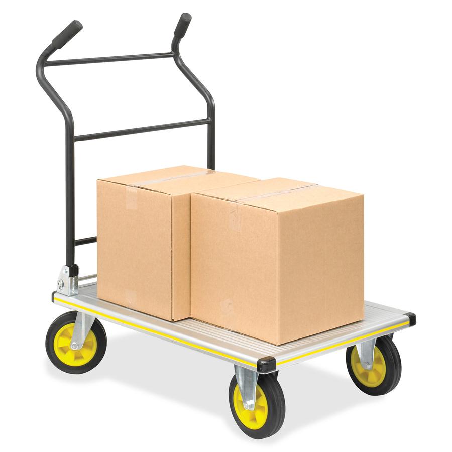 Safco Stow-Away Platform Hand Truck - Tubular Handle - 1000 lb Load Capacity - 4 Casters - 7" Caster Size - Aluminum - 24" Width x 39" Depth x 40" Height - Aluminum Frame - Silver - 1 Each. Picture 5