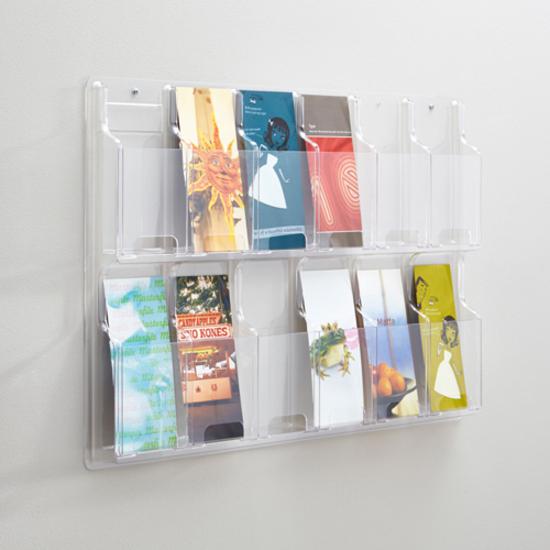 Safco 12 Pamphlet Pocket Display Rack - 12 Pocket(s) - 20.37" Height x 30" Width x 2" Depth - Break Resistant - Clear - Plastic - 1 Each. Picture 5