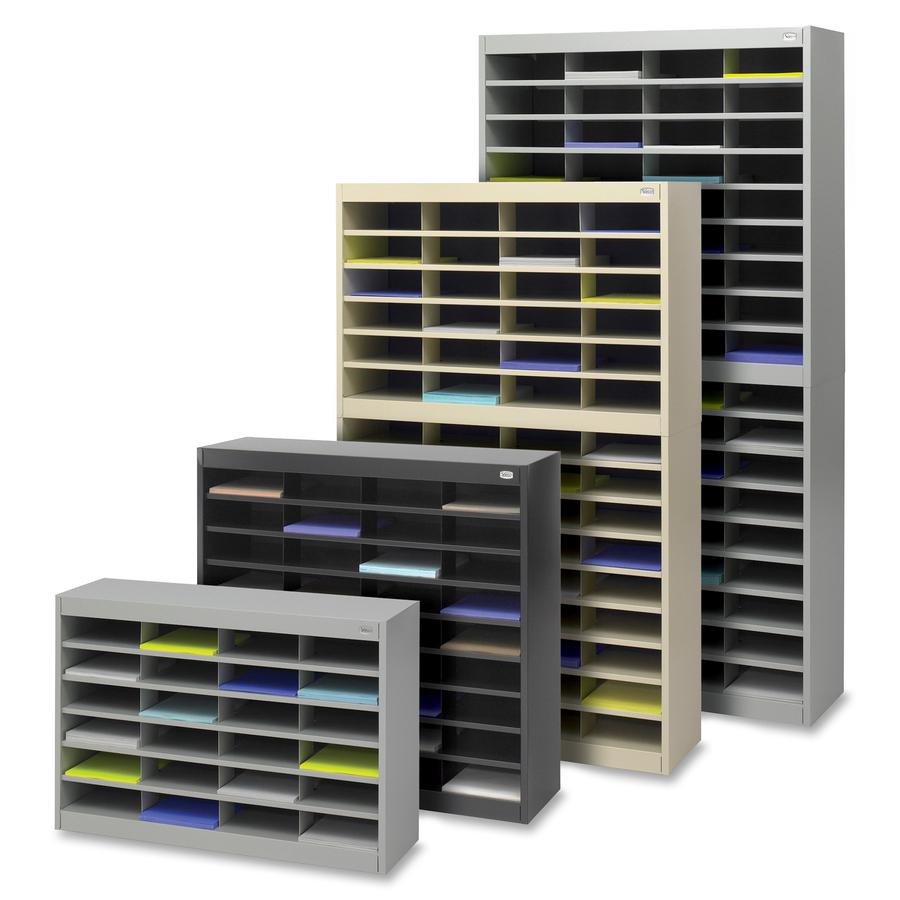 Safco E-Z Stor Steel Literature Organizers - 750 x Sheet - 60 Compartment(s) - Compartment Size 3" x 9" x 12.25" - 60" Height x 37.5" Width x 12.8" Depth - 50% Recycled - Enamel - Gray - Steel, Fiberb. Picture 3