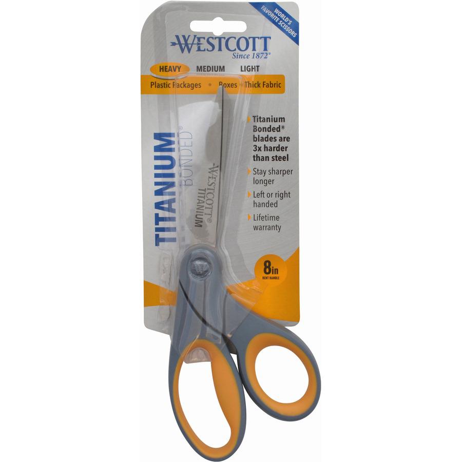 Westcott Titanium Bonded 8" Bent Shears - 3.50" Cutting Length - 8" Overall Length - Bent-left/right - Titanium - Bent Tip - Gray - 1 Each. Picture 8