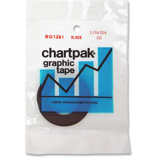 Chartpak Glossy Graphic Tape - 27 ft Length x 0.13" Width - Creep Resistant - For Artwork, Decorating - 1 / Roll - Black. Picture 3