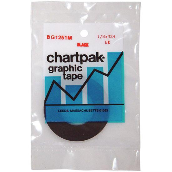 Chartpak Matte Graphic Tape - 27 ft Length x 0.13" Width - Creep Resistant - For Artwork, Decorating, Chart, Graph, Sign, Diagram - 1 / Roll - Black. Picture 3