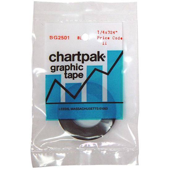 Chartpak Glossy Graphic Tape - 27 ft Length x 0.25" Width - Permanent Adhesive Backing - Creep Resistant - For Artwork, Decorating - 1 / Roll - Black. Picture 2
