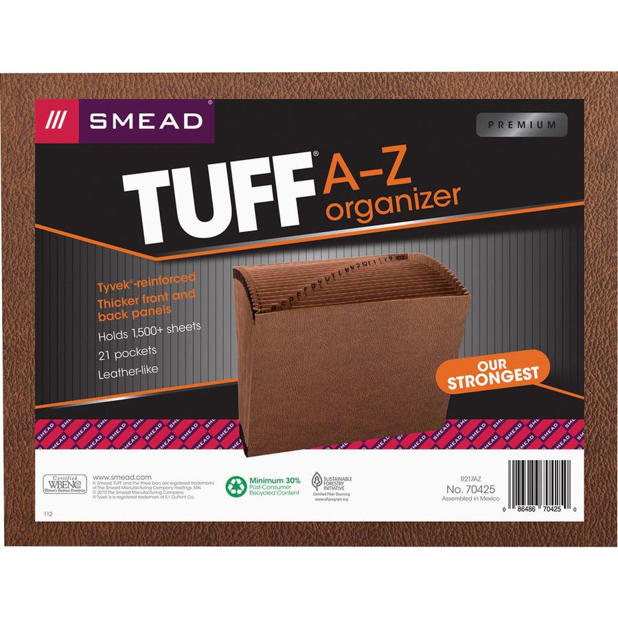 Smead Letter Yes Expanding File - 8 1/2" x 11" - 7/8" Expansion - 21 Pocket - Redrope - Tear Resistant Gusset - 30% Recycled - 1 Each. Picture 11