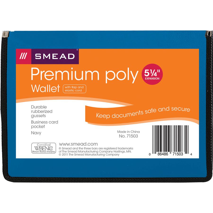 Smead Letter File Wallet - 8 1/2" x 11" - 5 1/4" Expansion - Front Pocket(s) - Plastic - Navy Blue - 1 Each. Picture 7