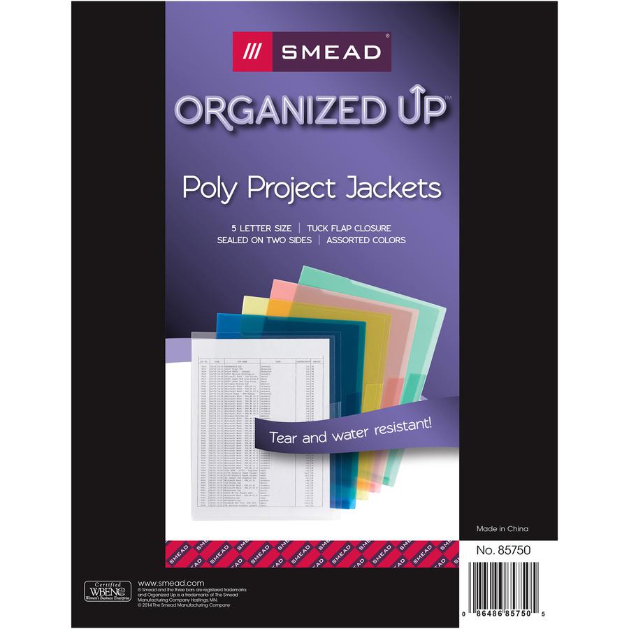Smead Letter File Jacket - 8 1/2" x 11" - Polypropylene - Blue, Clear, Green, Red, Yellow - 5 / Pack. Picture 3