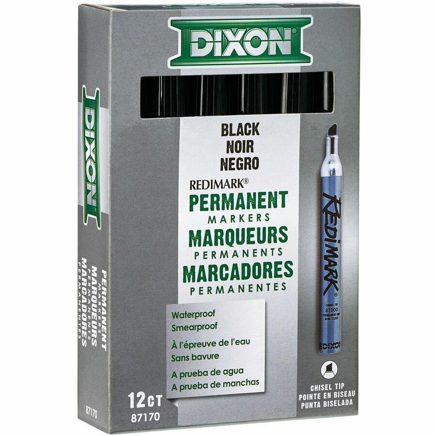 Dixon Industrial RediMark Chisel Tip Permanent Markers - Black Ink - Metal Barrel - 1 Dozen. Picture 4
