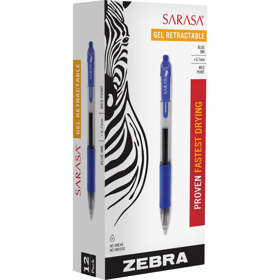 Zebra SARASA dry X20 Retractable Gel Pen - Refillable - Retractable - Blue Ink - Pigment-based - Translucent Barrel - 1 Dozen. Picture 4