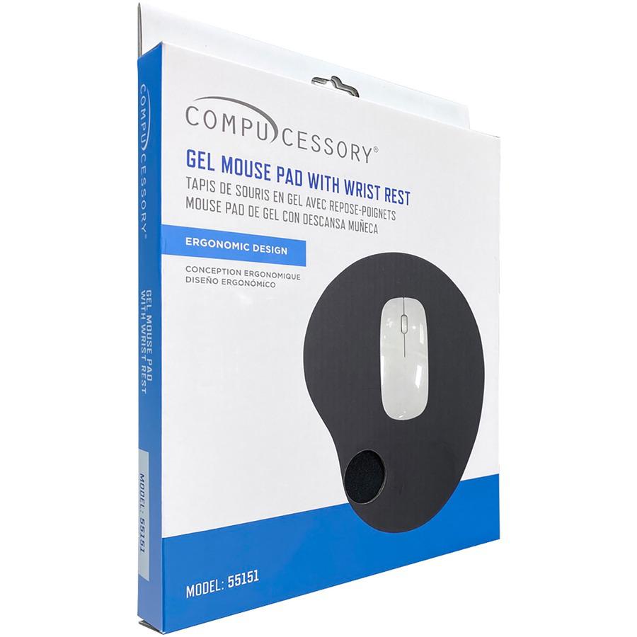 Compucessory Gel Mouse Pads - 9" Height x 10" Width x 1" Depth - Black - Gel - 1 Each. Picture 7