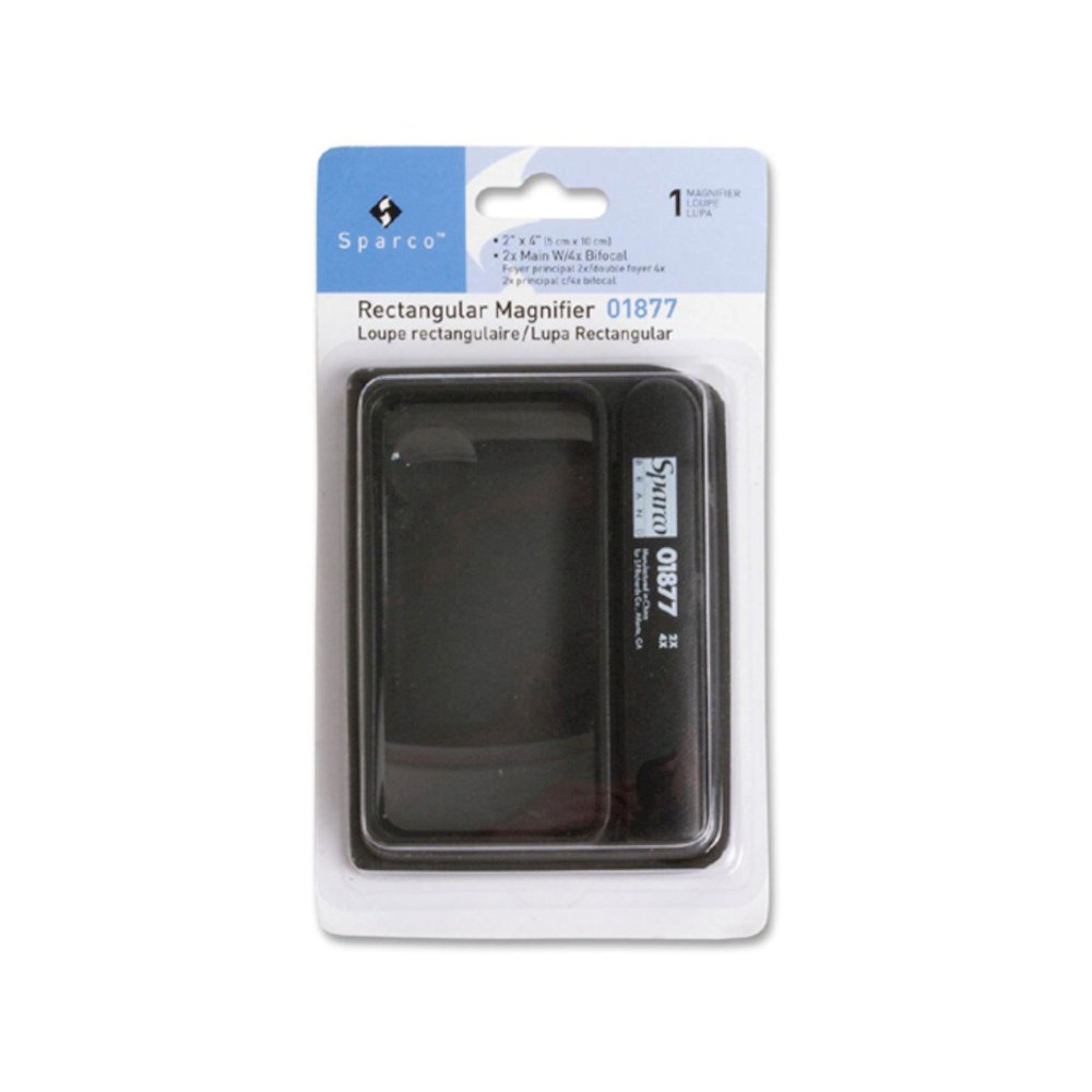 Sparco Rectangular Handheld Magnifier - Magnifying Area 2" Width x 4" Length - Acrylic Lens. Picture 3