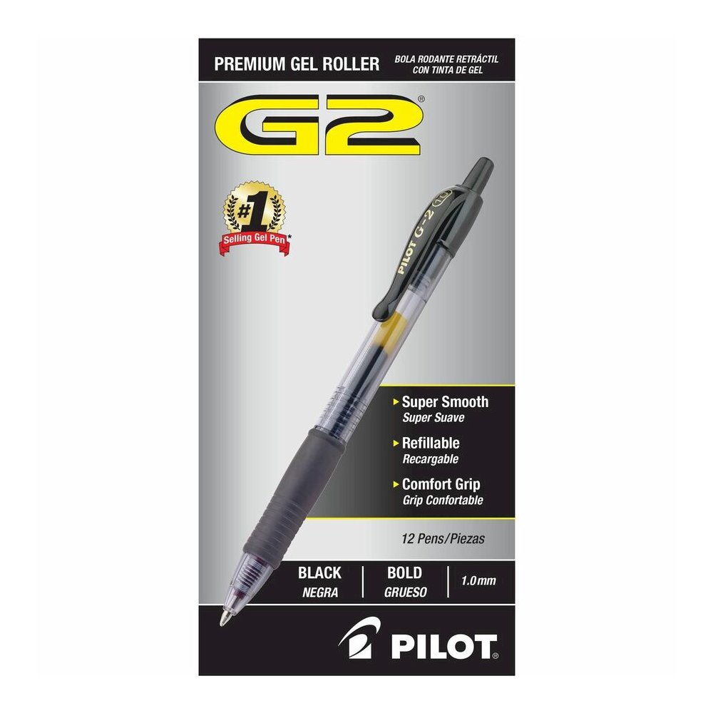 G2 Premium Gel Ink Retractable Pens - Refillable - Retractable - Black Ink - Gel-based - Black Barrel - 1 Dozen. Picture 2