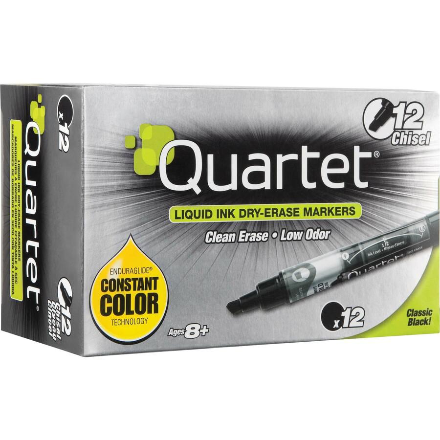 Quartet EnduraGlide Dry-Erase Markers - Chisel Marker Point Style - Black - Transparent Barrel - 1 Dozen. Picture 4