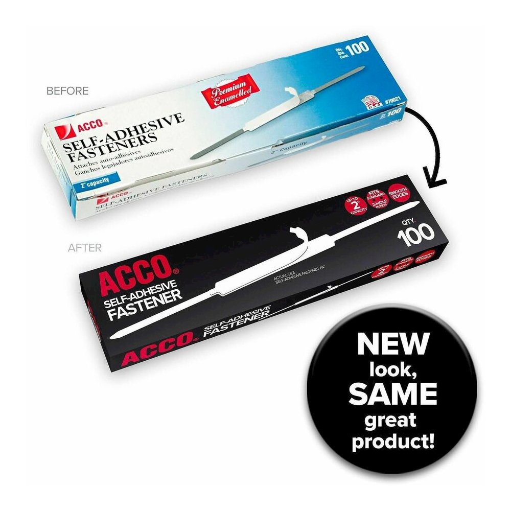 ACCO Premium Fastener - 2" Size Capacity - Self-adhesive, Coined Edge, Durable - Brown - Steel - 100 / Box. Picture 2