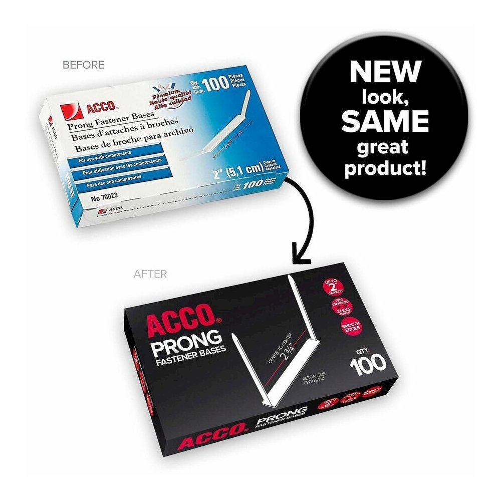 ACCO Premium Fastener - Standard - 2" Size Capacity - Heavy Duty, Coined Edge - Metal - 100 / Box. Picture 2