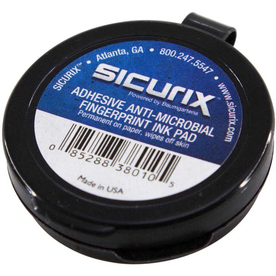 SICURIX Adhesive Fingerprint Ink Pad - 1 Each - 1.5" Height x 1.5" Width x 1.5" Depth - Black Ink - Black. Picture 8