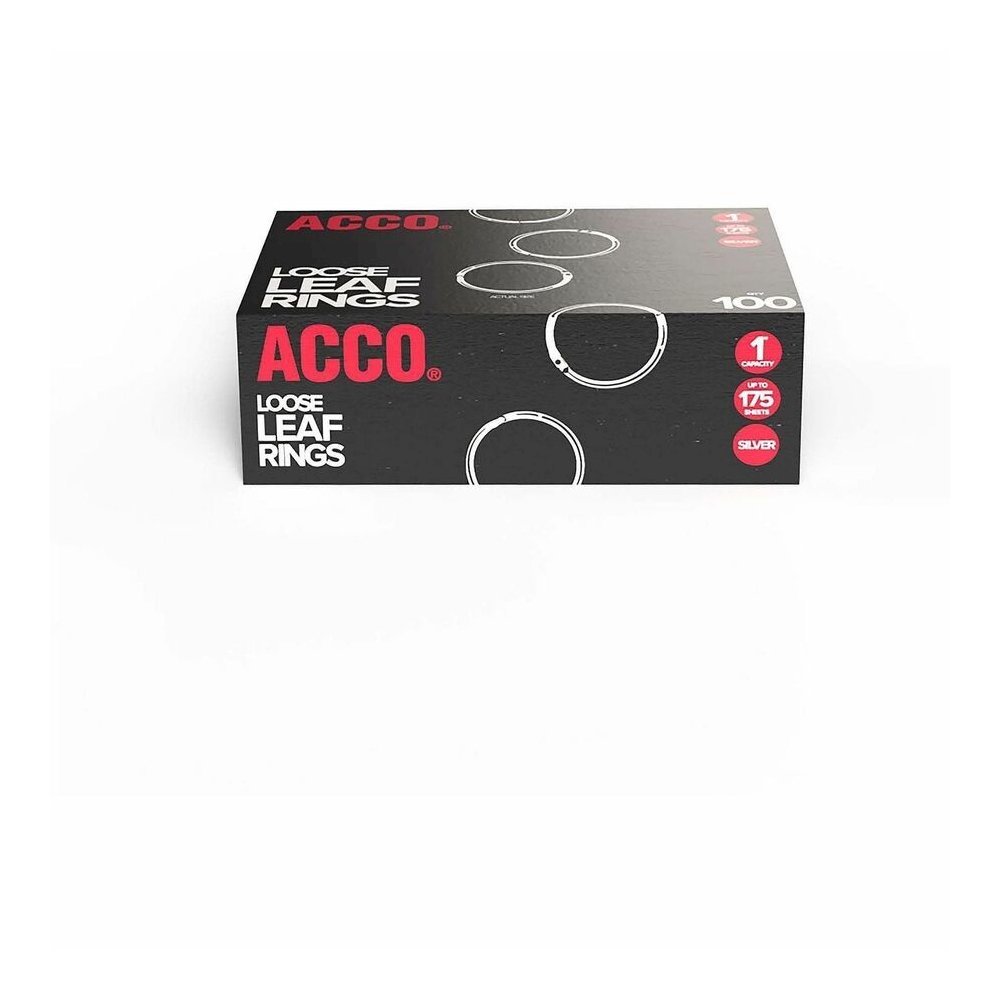 ACCO Loose-Leaf Rings - 1" Maximum Capacity - 175 x Sheet Capacity - Silver - Nickel - 100 / Box. Picture 4