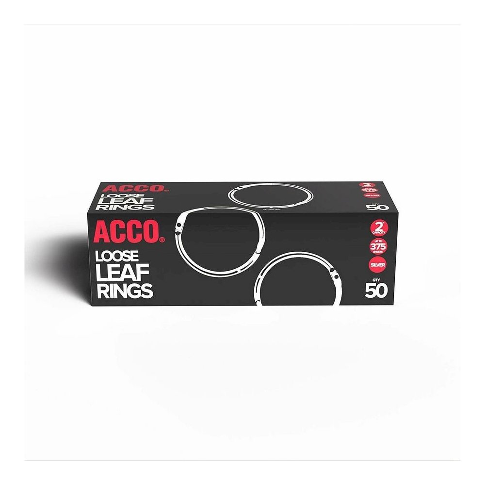 ACCO Loose-Leaf Rings - 2" Maximum Capacity - 375 x Sheet Capacity - Silver - Nickel - 50 / Box. Picture 3