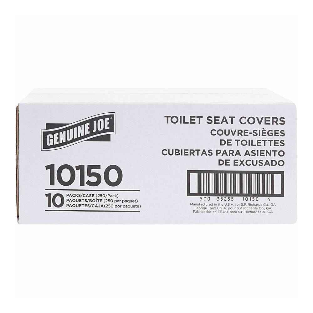 Genuine Joe Half-fold Toilet Seat Covers - Half-fold - For Public Toilet - White - 250/Pack - 10 / Carton. Picture 5