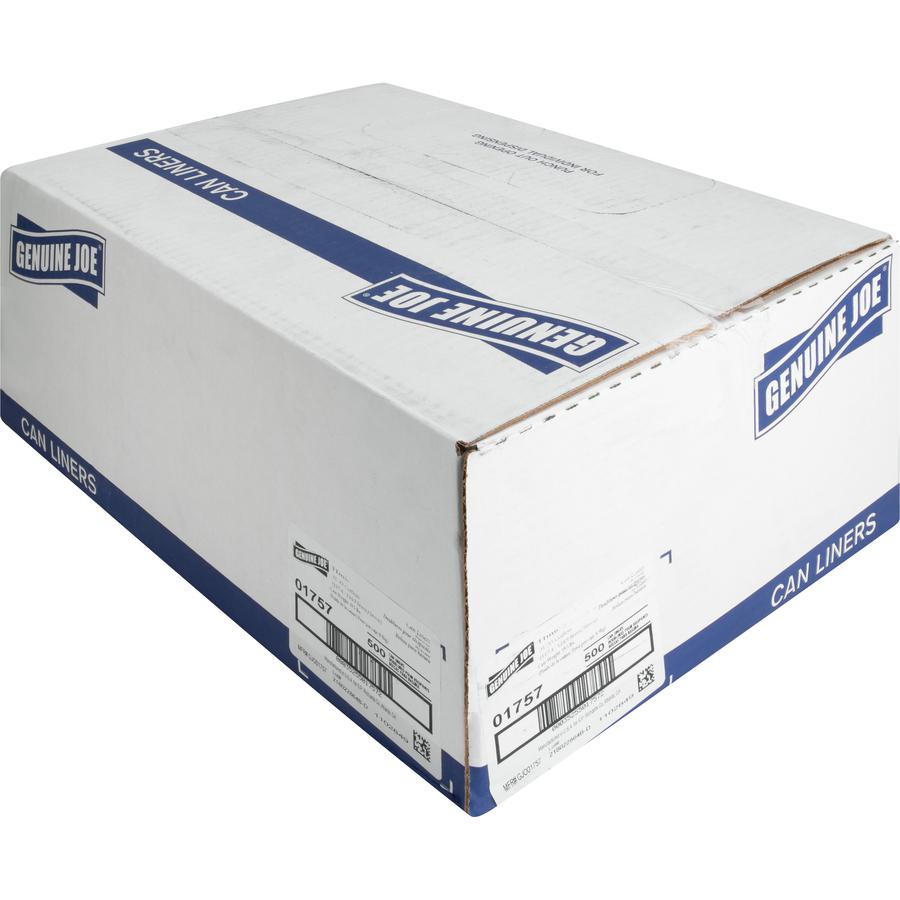 Genuine Joe High-Density Can Liners - Medium Size - 33 gal Capacity - 40" Length x 33" Width x 0.43 mil (11 Micron) Thickness - High Density - Clear - Resin - Office Waste, Industrial Trash - 25/Roll . Picture 10