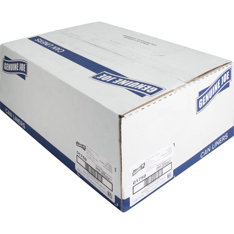 Genuine Joe High-Density Can Liners - Extra Large Size - 60 gal Capacity - 60" Length x 38" Width x 0.67 mil (17 Micron) Thickness - High Density - Clear - Resin - Office Waste, Industrial Trash - No . Picture 5