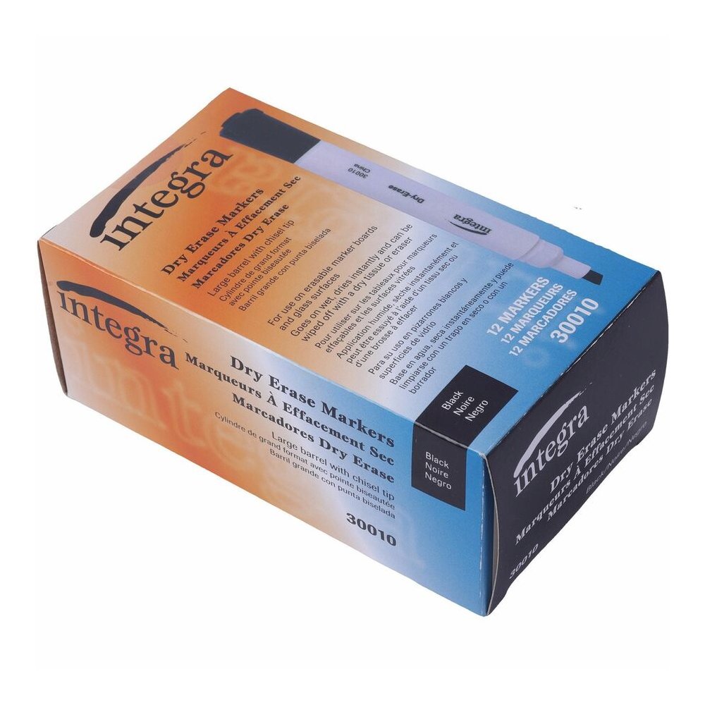 Integra Chisel Point Dry-erase Markers - Black Ink - Fiber Tip - Writing - 1 Dozen. Picture 5