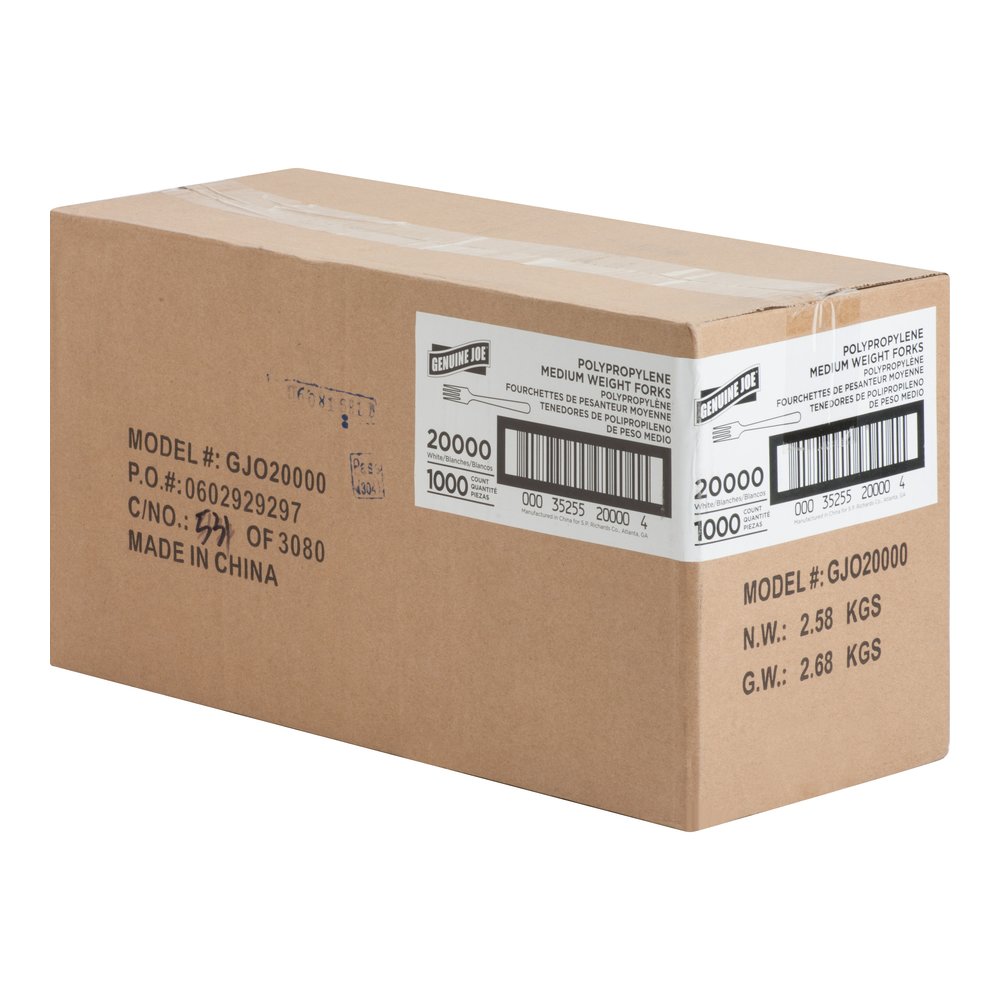 Genuine Joe Medium-weight Forks - Polypropylene - White - 1000 / Carton. Picture 4