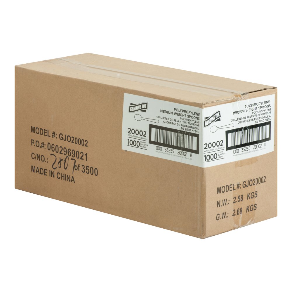 Genuine Joe Medium-weight Spoons - White - 1000 / Carton. Picture 4