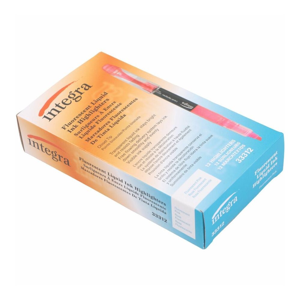 Integra Liquid Highlighters - Fluorescent Pink Ink - 1 Dozen. Picture 3