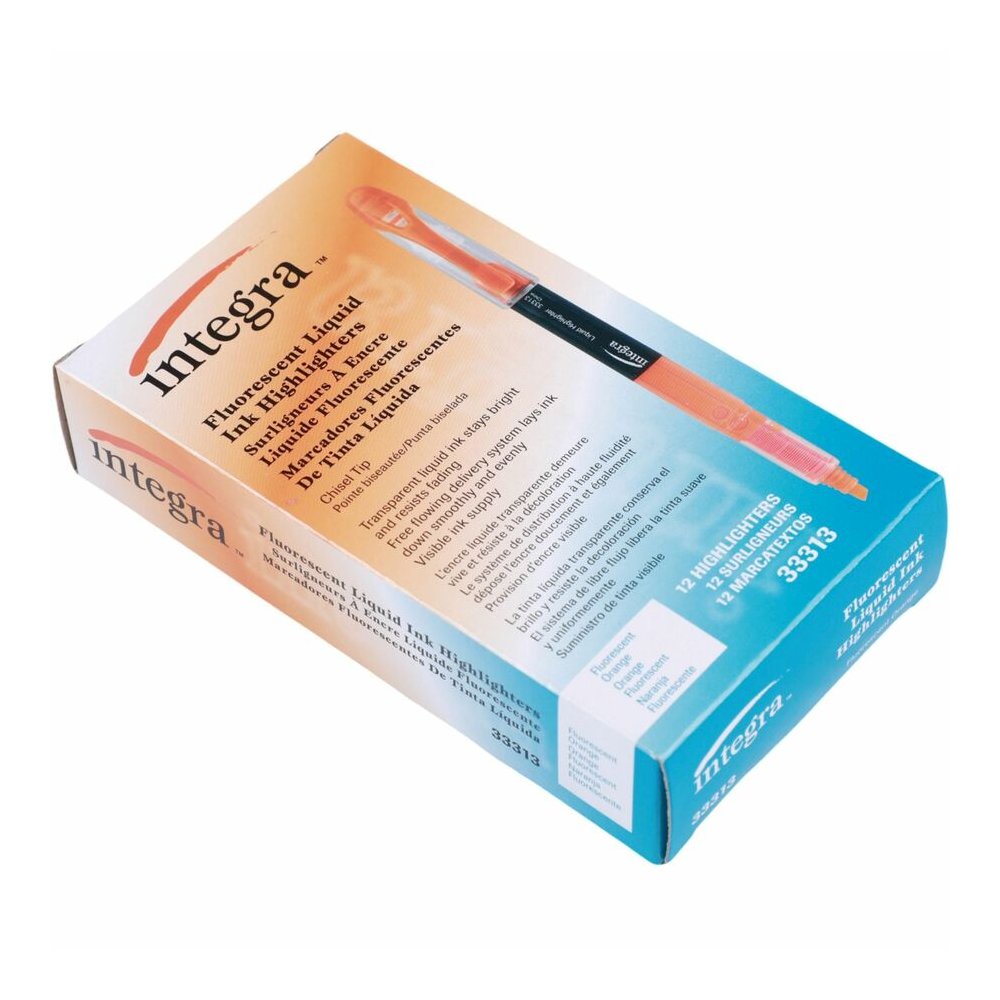 Integra Liquid Highlighters - Fluorescent Orange Ink - 1 Dozen. Picture 3