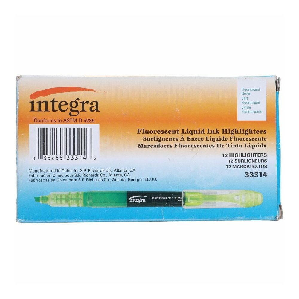 Integra Liquid Highlighters - Green Ink - 1 Dozen. Picture 3
