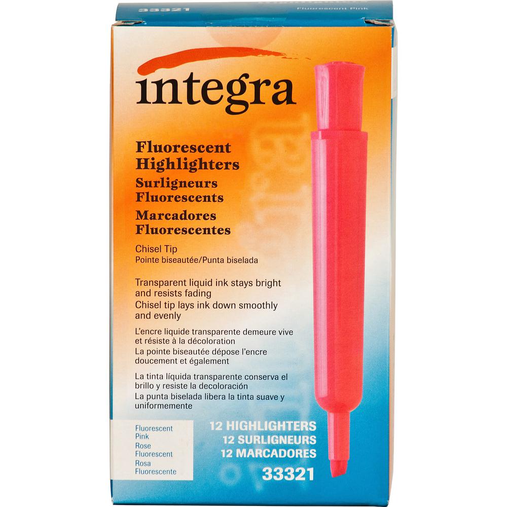 Integra Chisel Desk Liquid Highlighters - Fluorescent Pink Ink - 1 Dozen. Picture 5