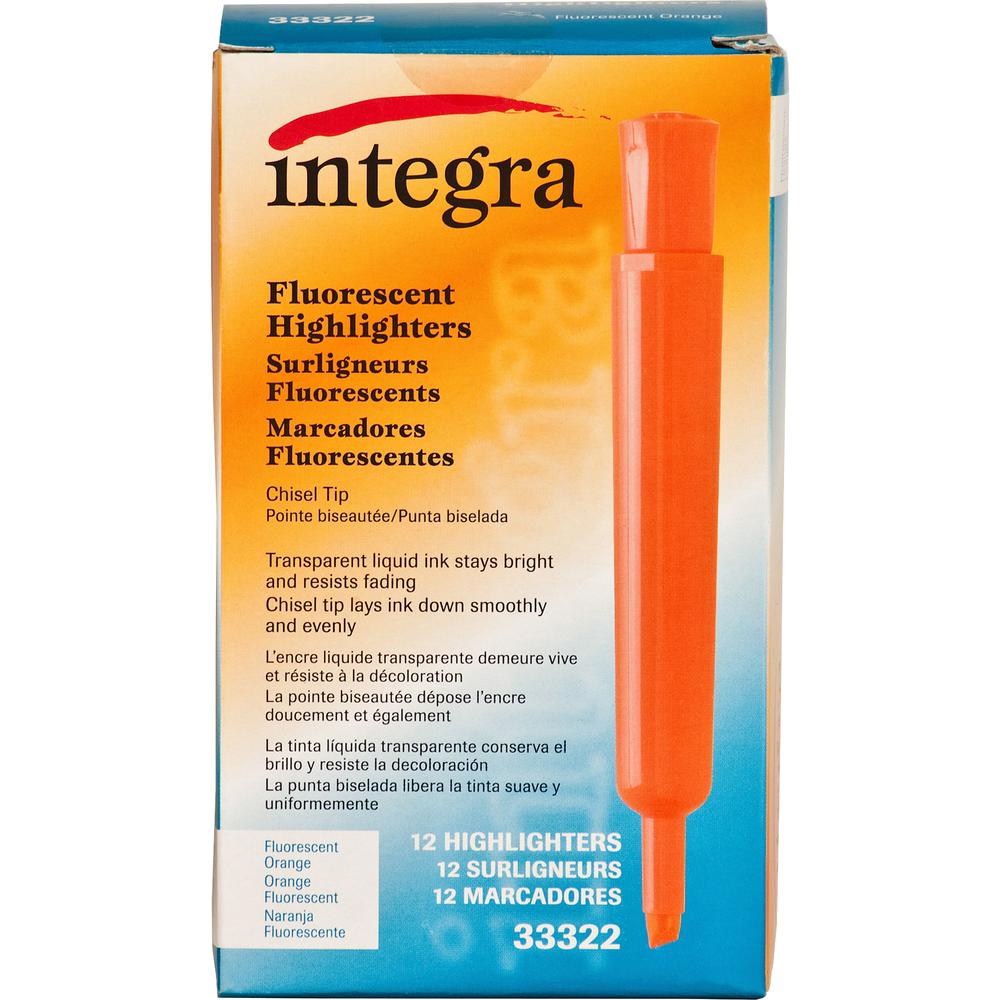 Integra Chisel Desk Liquid Highlighters - Fluorescent Orange Ink - 1 Dozen. Picture 5