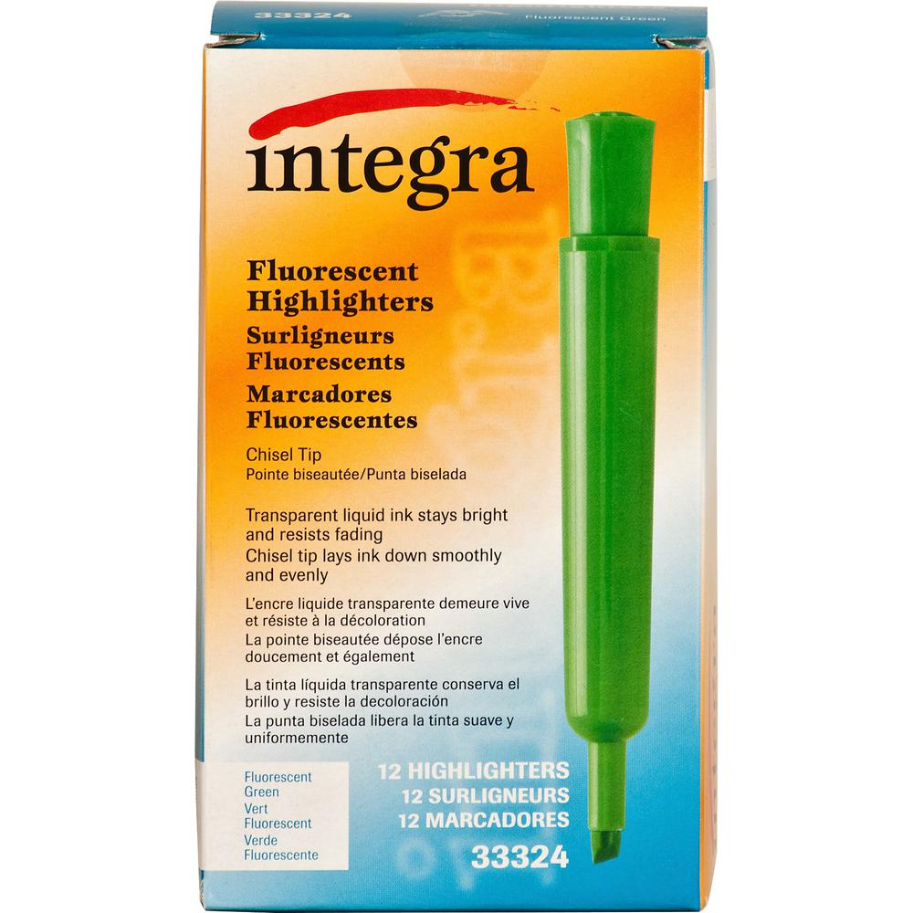 Integra Chisel Desk Liquid Highlighters - Green Ink - 1 Dozen. Picture 3