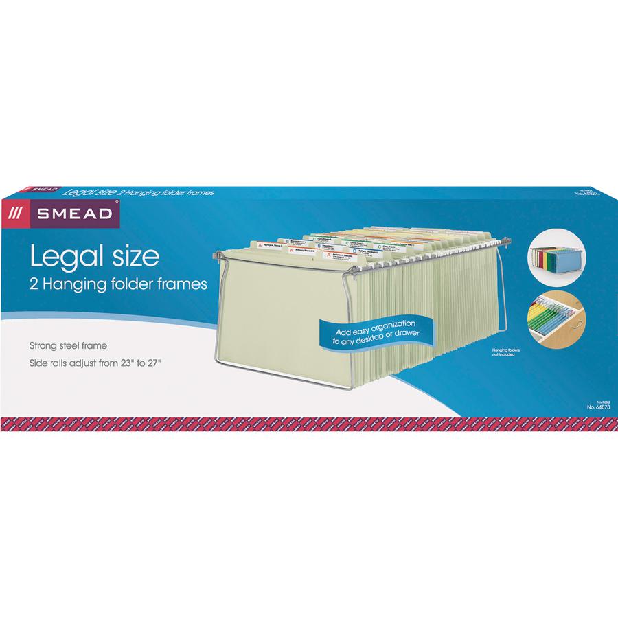 Smead Hanging Folder Frames - Legal - 23"-27" Long - Steel - Gray - 2 / Pack. Picture 4