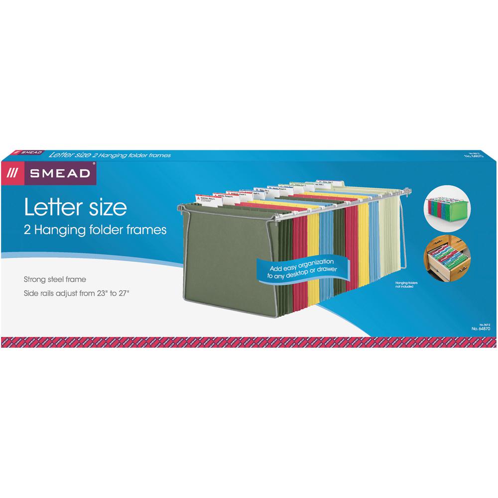 Smead Hanging Folder Frames - Letter - 23"-27" Long - Steel - Gray - 2 / Pack. Picture 2