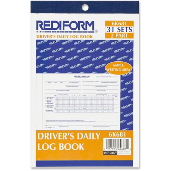 Rediform Carbonless 2-part Driver's Daily Log Book - 2 PartCarbonless Copy - 5.37" x 8.75" Form Size - White - Black Print Color - Recycled - 1 Each. Picture 2