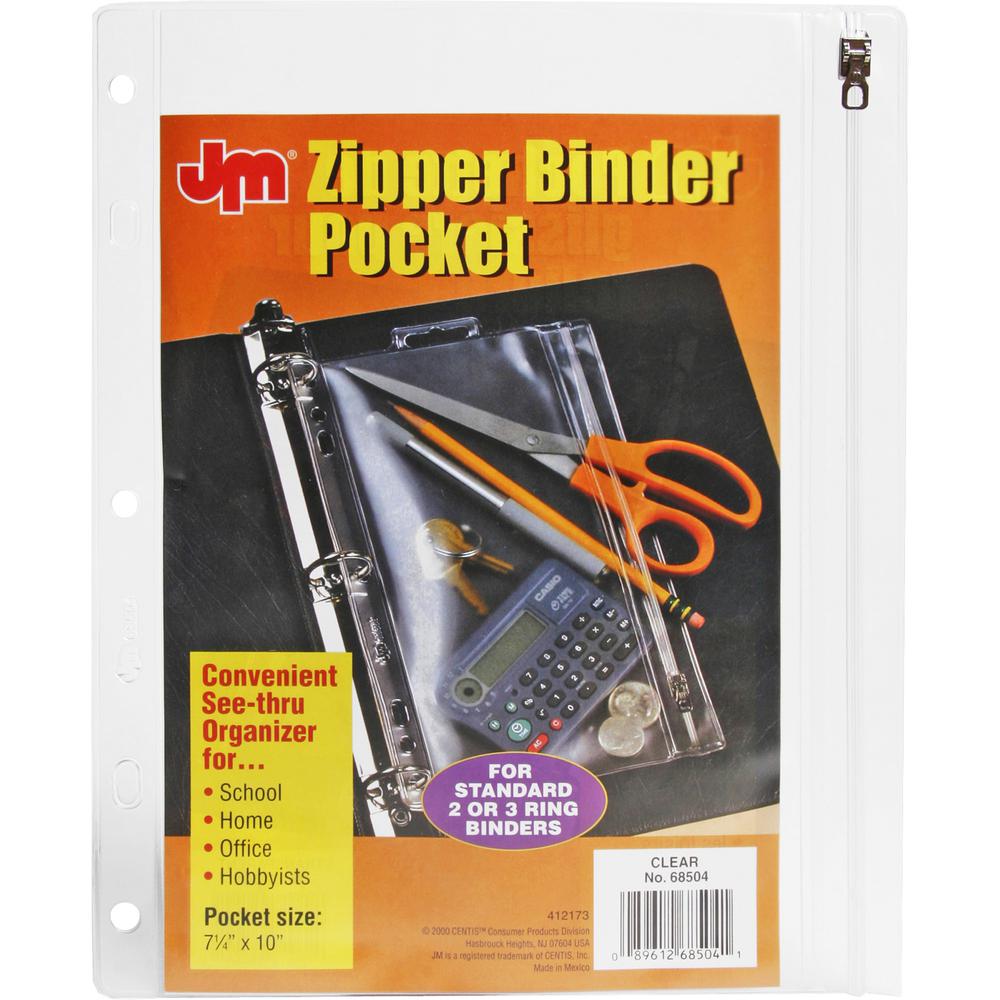 Oxford Zipper Binder Pockets - For 10 1/2" x 8" Sheet - Ring Binder - Rectangular - Clear, White - Poly - 1 Each. Picture 4