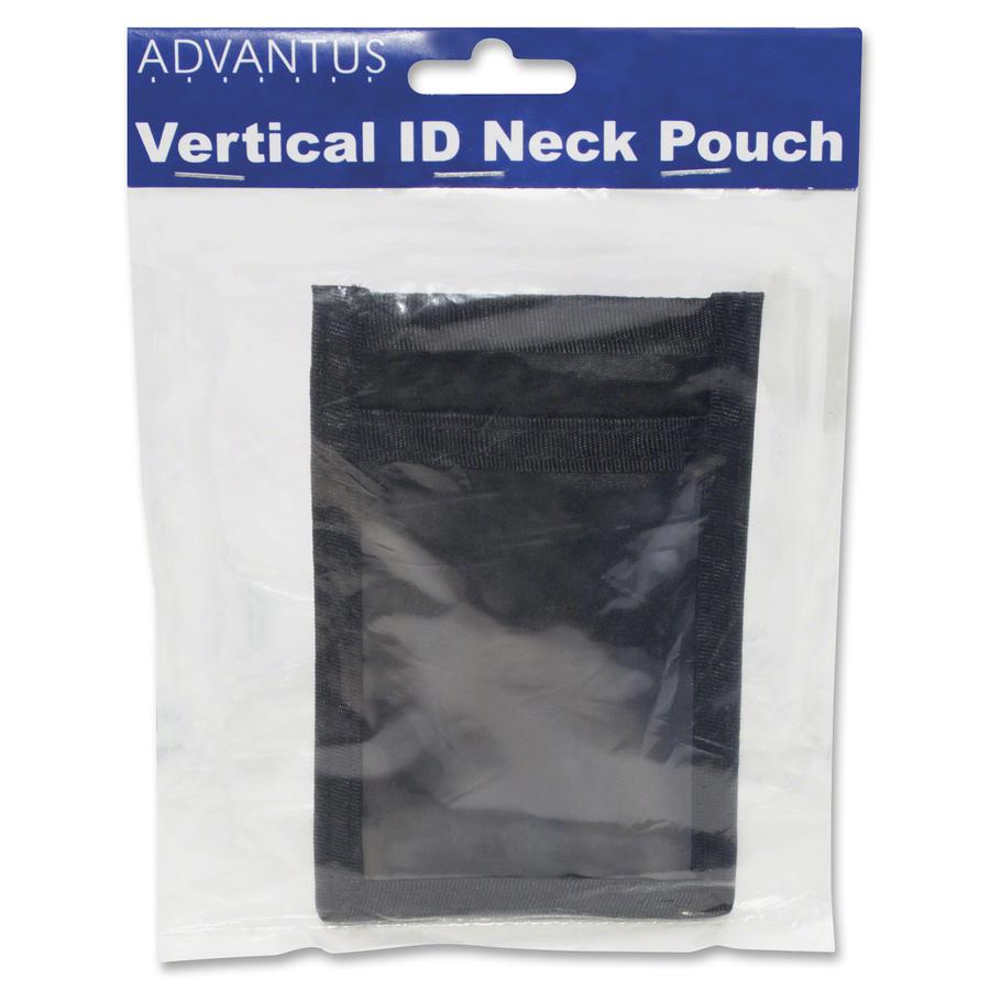 Advantus Vertical ID/Convention Neck Pouch - Vertical - Nylon - Black - 12 / Pack. Picture 2