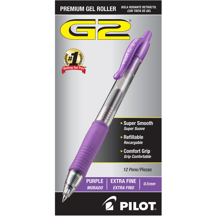 G2 Premium Gel Ink Retractable Pens - Refillable - Retractable - Purple Ink - Gel-based - Clear Barrel - 1 Dozen. Picture 2