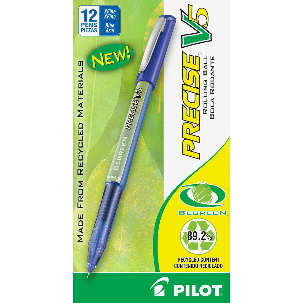 Pilot Precise BeGreen V5 Extra-Fine Rolling Ball Pens - Extra Fine Pen Point - 0.5 mm Pen Point Size - Needle Pen Point Style - Refillable - Blue - 1 Dozen. Picture 2