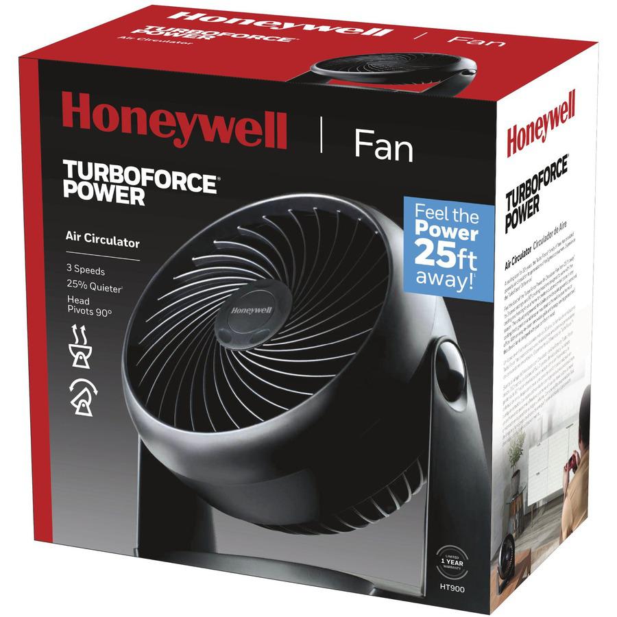 Honeywell Turbo Force Air Circulator Table Fan - 3 Blades - 193 mm Diameter - 3 Speed - Adjustable Tilt Head, Removable Grill, Wall Mountable - 11" Height x 6" Width x 11" Depth - Black. Picture 6